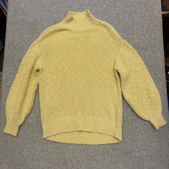 aerie Sweaters - Aerie‎ Women Yellow Cotton Chunky Popcorn Knit Mock Neck Sweater Size Medium